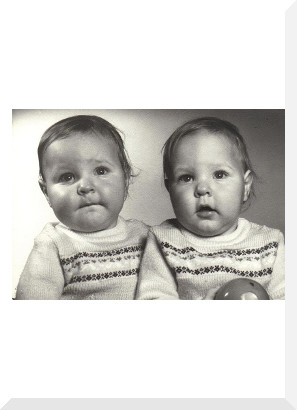 Sie sehen eineiige 	Zwillinge im Alter von 9 Monaten